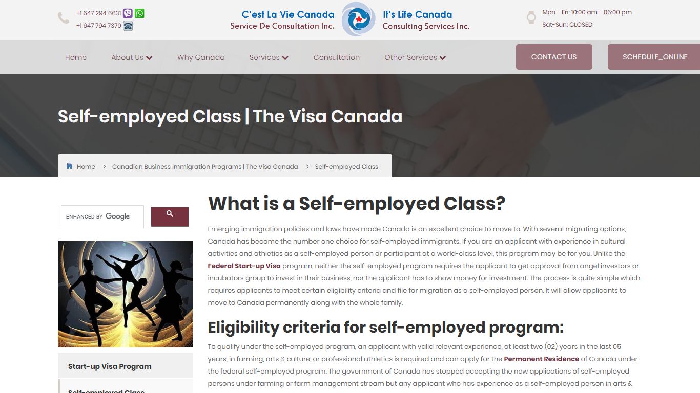 Self-employed Class | The Visa Canada